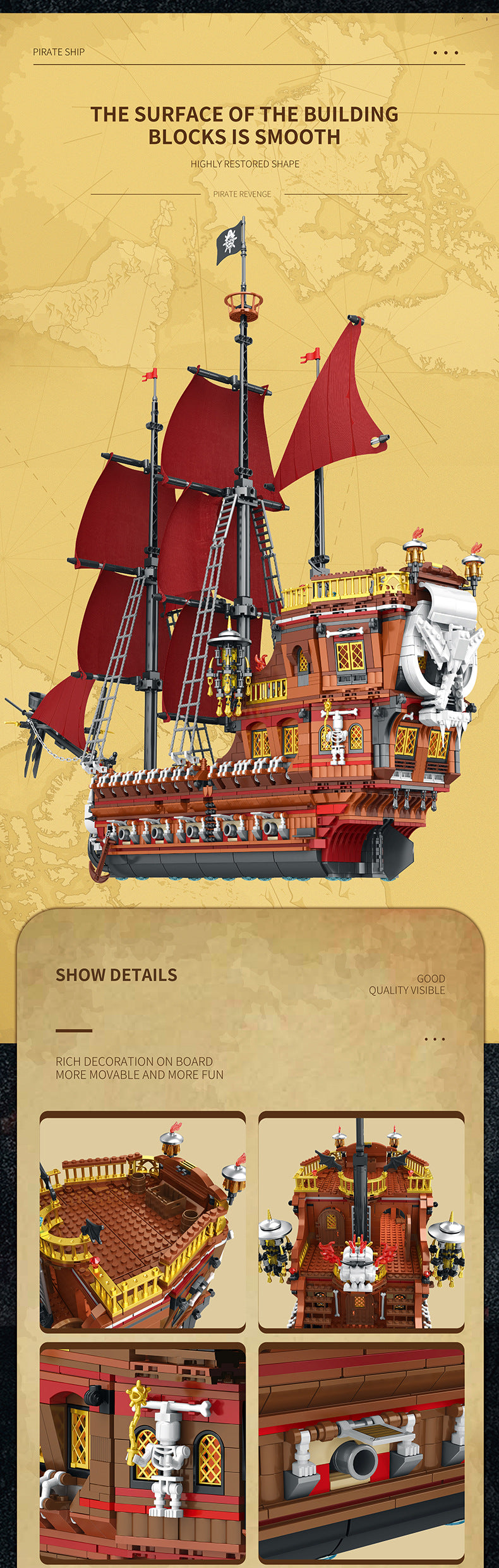 High-Difficulty Building Block Toy With Black Pearl Assembly Model Pieces - Cindi Book