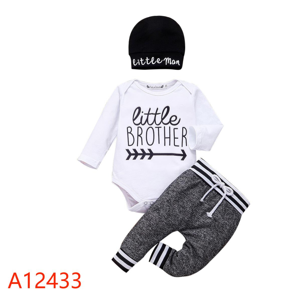 Letter Printing Long-sleeve Jumpsuit Trousers Hat Three-piece Set - Cindi Book