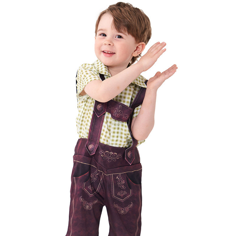 Cute Plaid Suspender Pants Performance Costume - Cindi Book