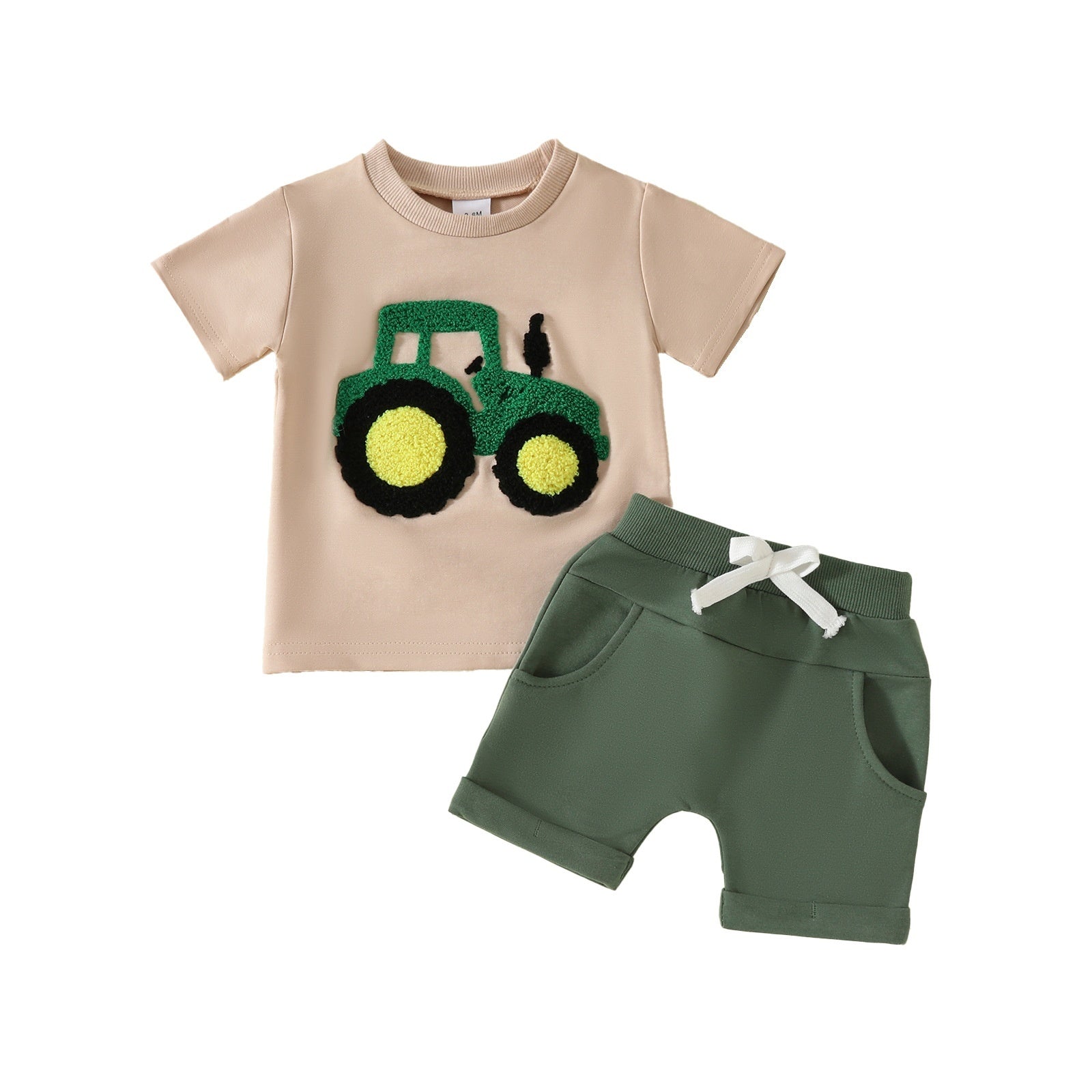 Boy's Clothing Printed Pullover Fashion Round Neck Solid Color Short Sleeve Pocket Shorts - Cindi Book