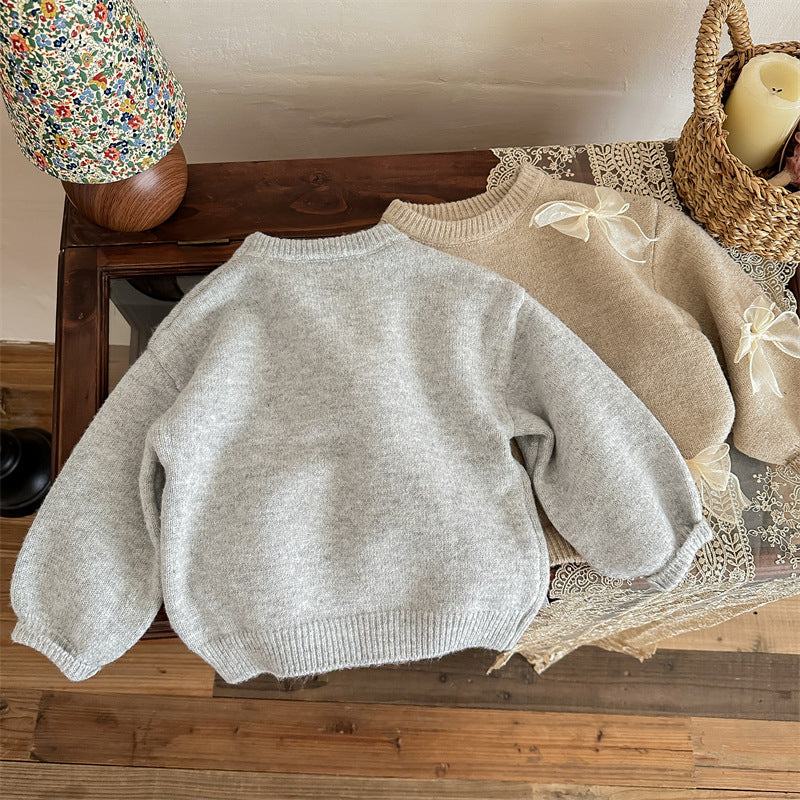 Girl's Sweater Fashion Children's Bow Knitwear - Cindi Book