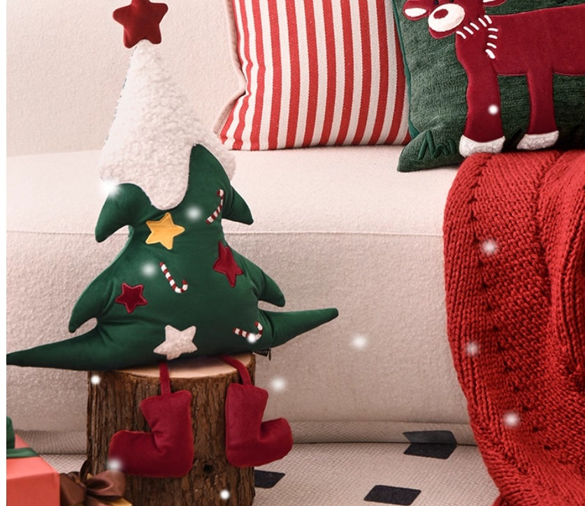 Christmas Tree Pillow Special-shaped Sofa Living Room Atmosphere New Year - Cindi Book