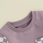 Checkerboard Plaid Color Matching Sleeve Pocket Jumpsuit - Cindi Book
