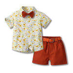 Bowknot Short-sleeved Cardigan Boys' Shorts Two-piece Set - Cindi Book