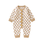 Ins New Chessboard Baby One-piece Garment Thousand Bird Pattern Knitting - Cindi Book