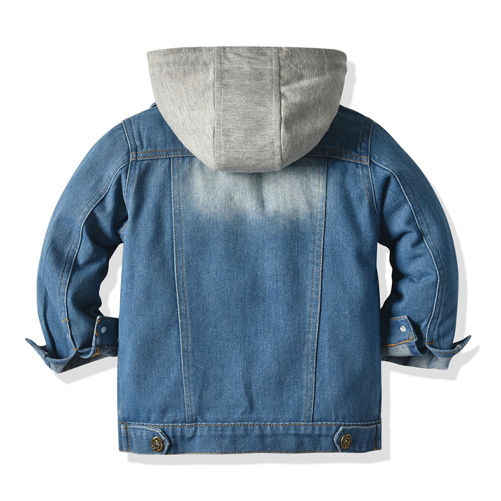 Children's Fake Two-piece Denim Jacket, Children's Hooded Fashion Casual Top - Cindi Book