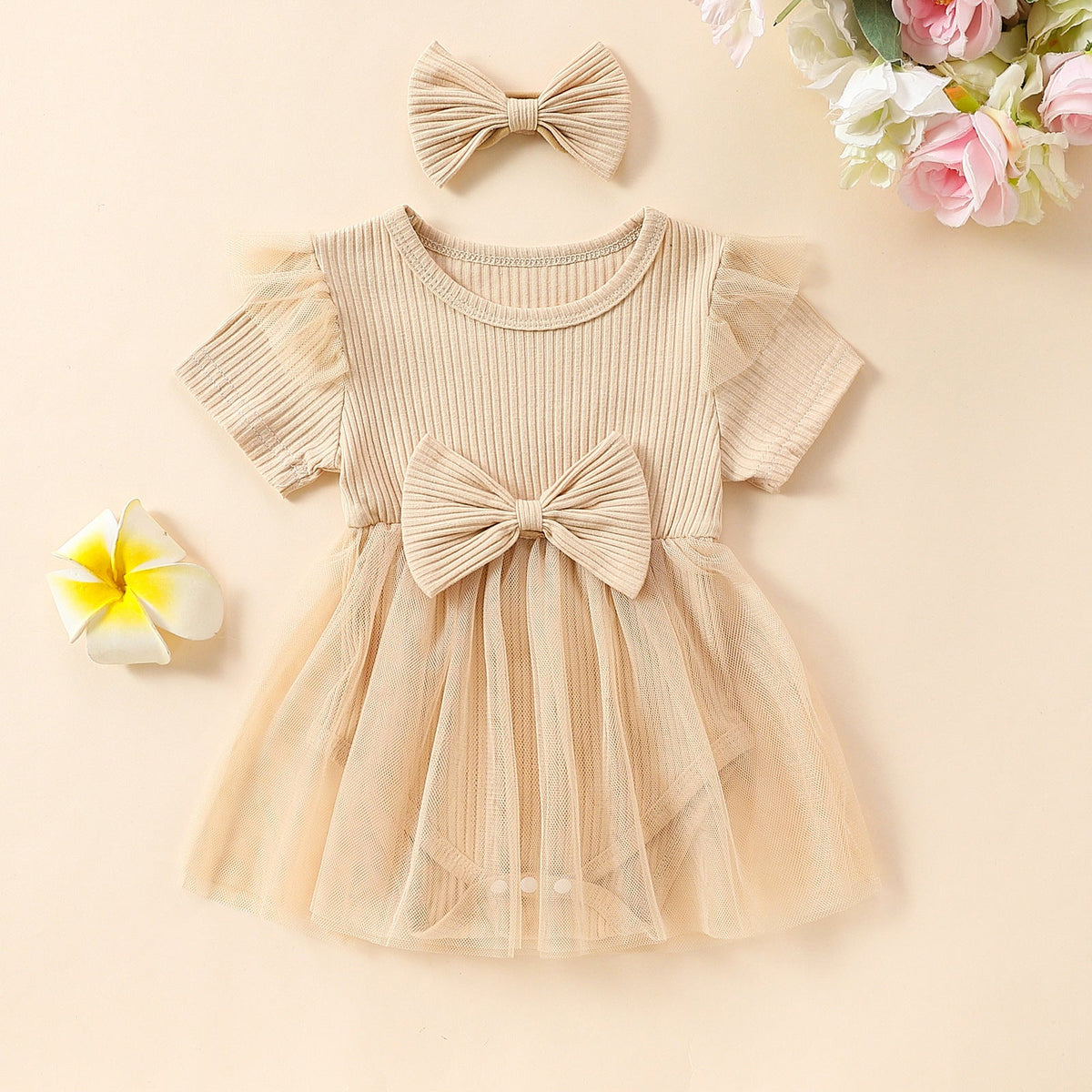 Girls' Multi-color Mesh Flounced Sleeve Short Sleeved Kazakhstan Skirt - Cindi Book