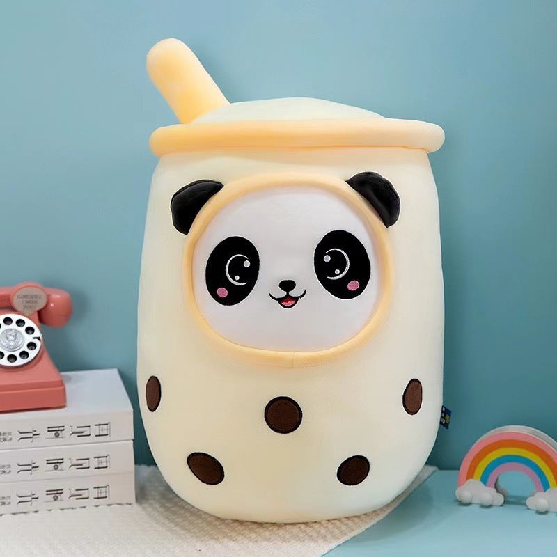 Fruit Milky Tea Cup Pillow Plush Toy Leather Phone Case - Cindi Book