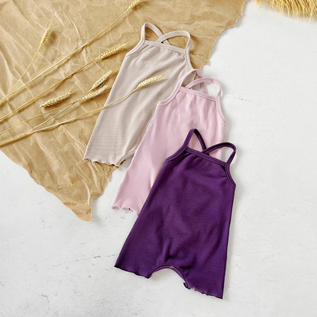 Baby Sunken Stripe Camisole One-piece Romper - Cindi Book