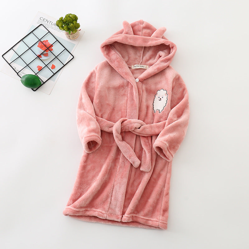 Flannel Bathrobe Boys' Home Wear With Hood - Cindi Book