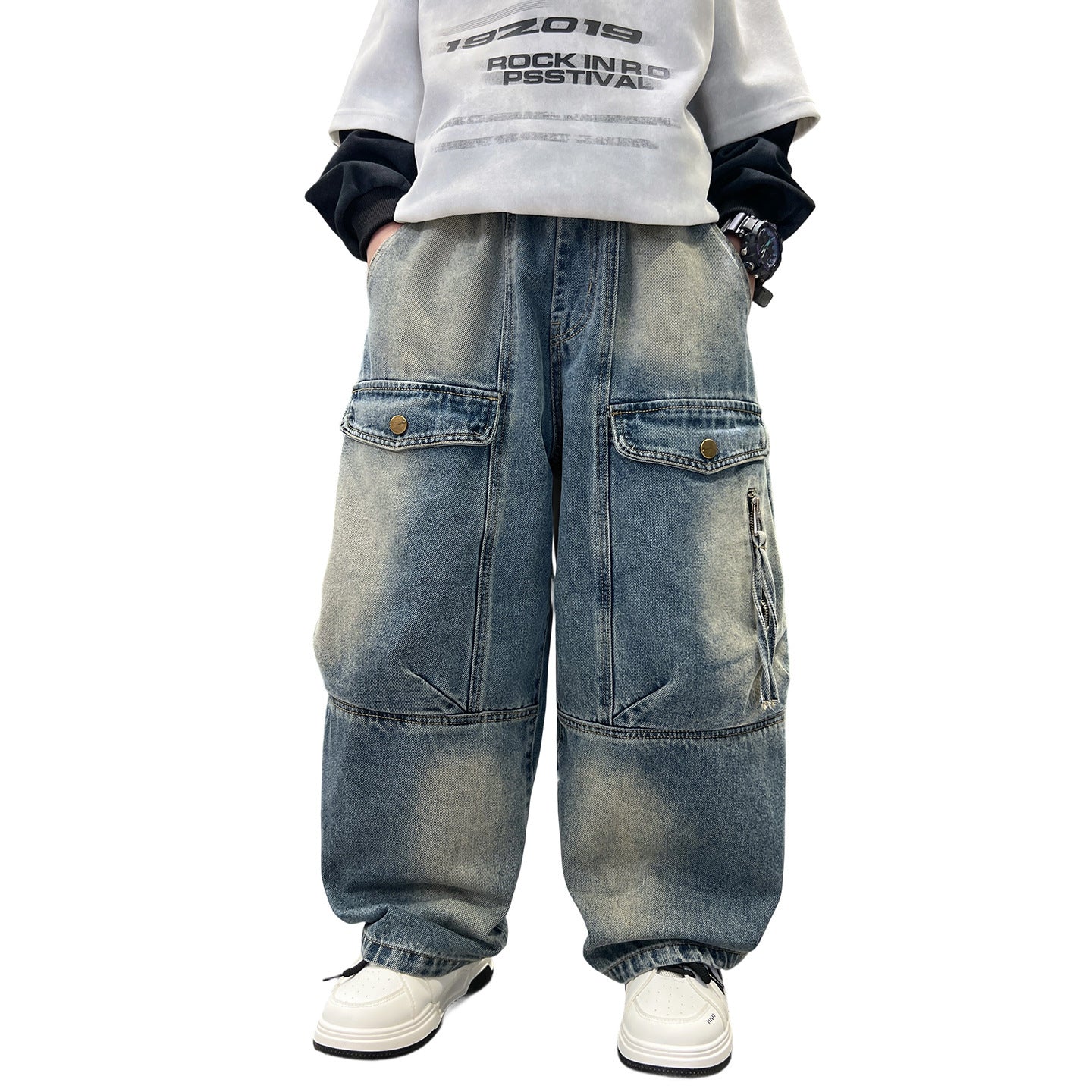 Simple And Versatile Boys' Pants Loose Cargo Jeans - Cindi Book