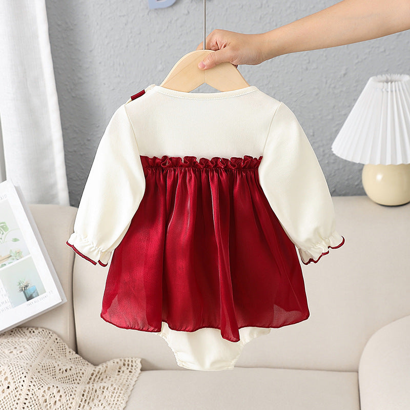 Baby Jumpsuit Bow Baby Long-sleeved Triangle Romper Romper - Cindi Book