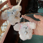Niche Girl Heart Ribbon Pearl Bow Bunny Keychain Plush Pendant - Cindi Book