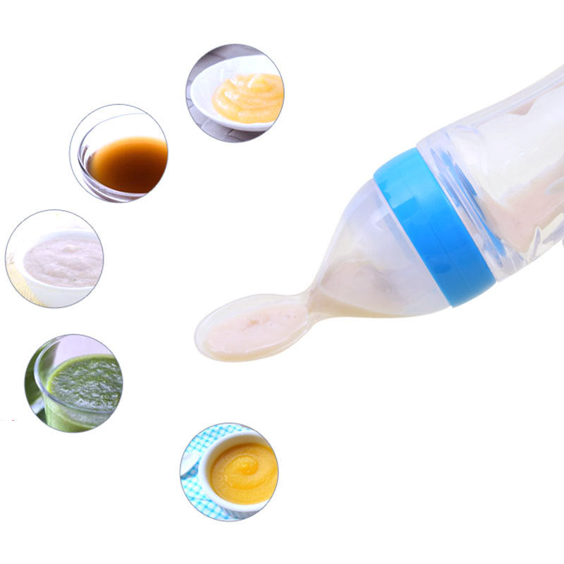 Safe Newborn Baby Feeding Bottle Toddler Silicone Squeeze Feeding Spoon Milk Bottle Baby Training Feeder Food Supplement - Cindi Book