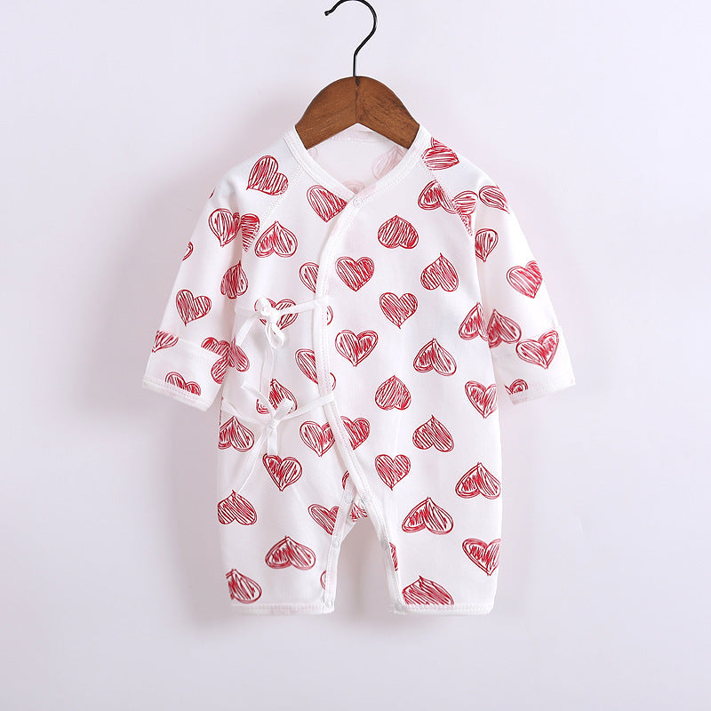Baby's Cotton Long-sleeved Lace-up Butterfly Jumpsuit - Cindi Book