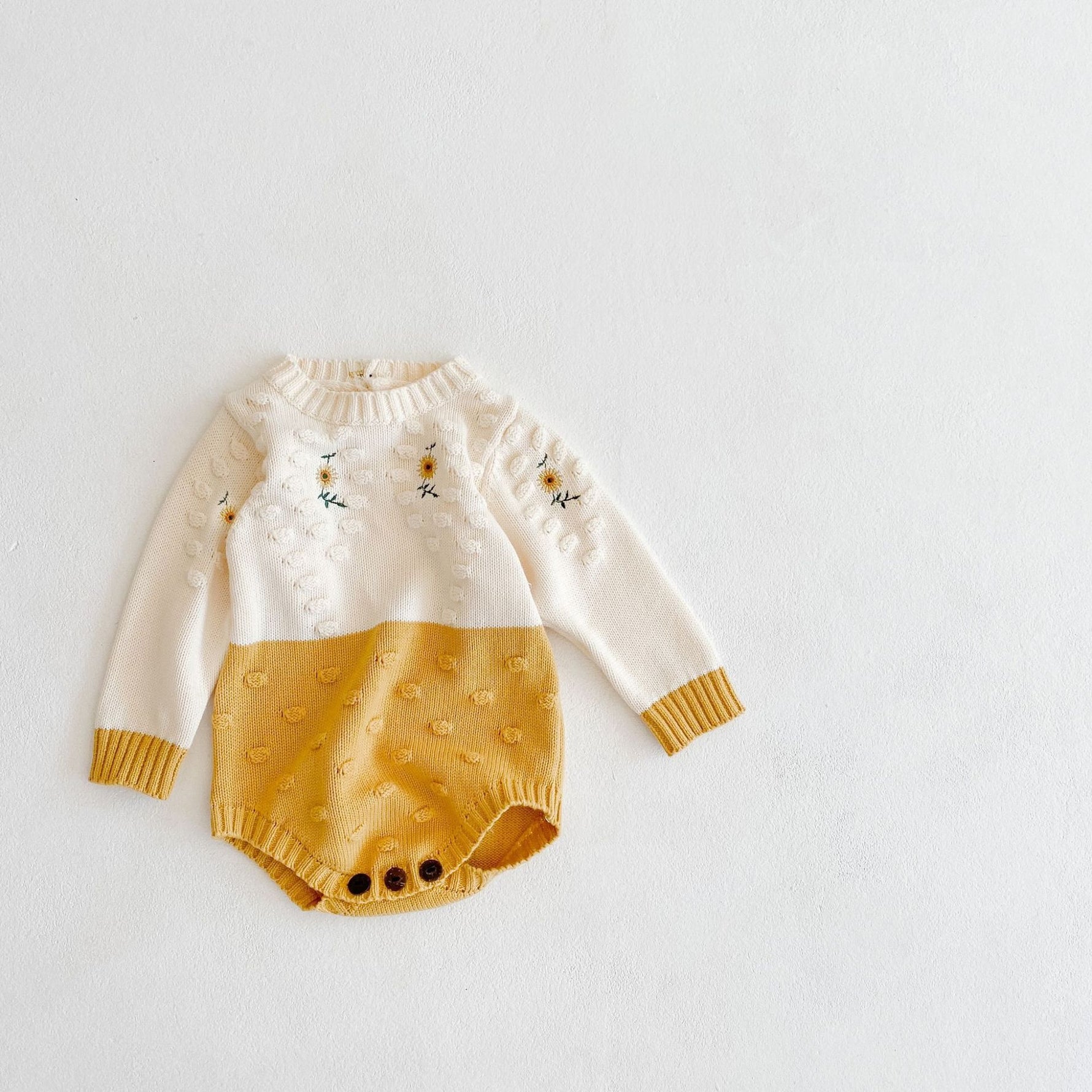 Sunflower Embroidered Knitting Sweater One-piece Suit - Cindi Book