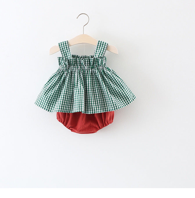 Plaid Suspenders Butt Clothes Trendy Two-piece Suit - Cindi Book