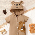 0-9 Months Newborn Baby Boy Baby Girl Rib Brown Short Sleeves - Cindi Book