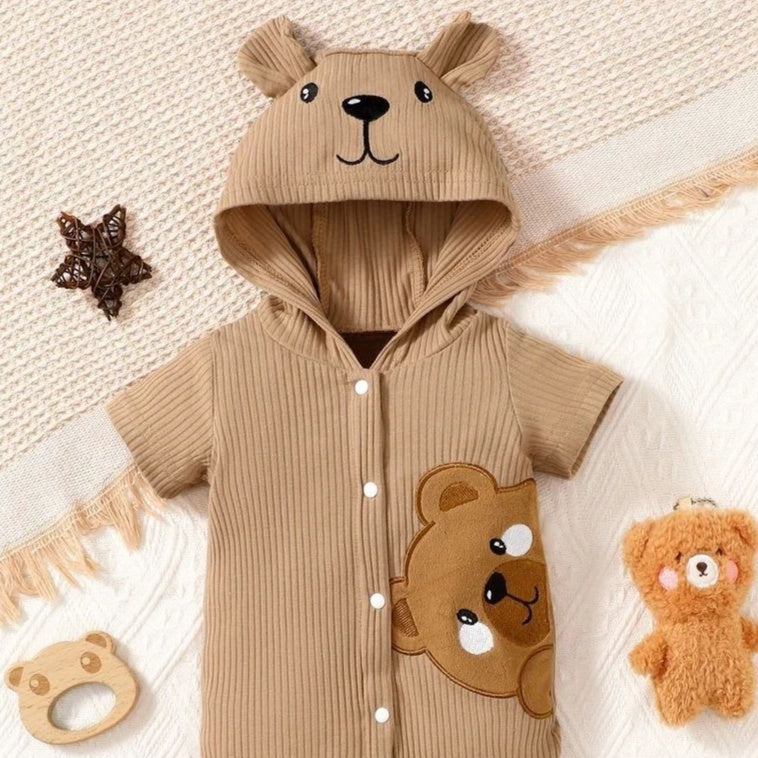 0-9 Months Newborn Baby Boy Baby Girl Rib Brown Short Sleeves - Cindi Book
