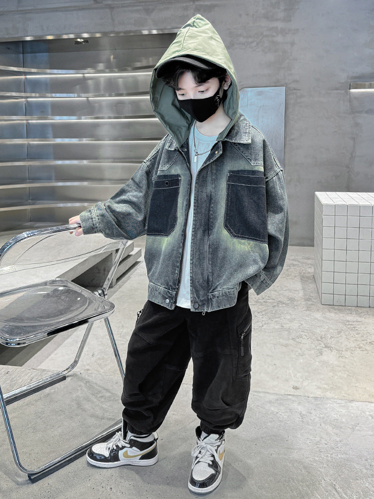 Older Boy Fleece-lined Denim Coat - Cindi Book