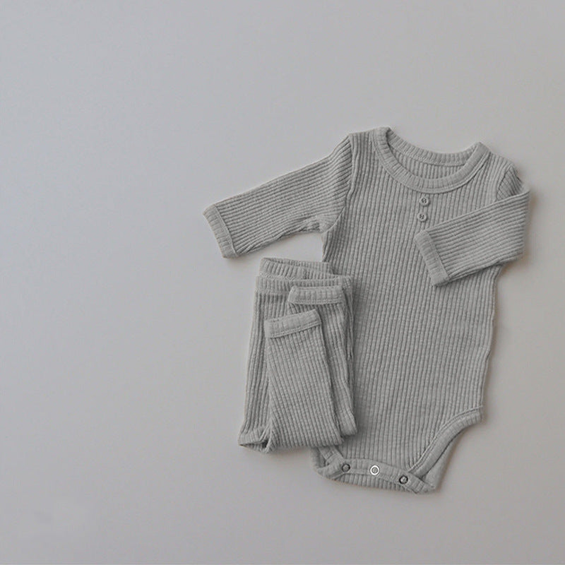 New Baby Long-sleeved Pit Strip Romper  Pants Suit - Cindi Book