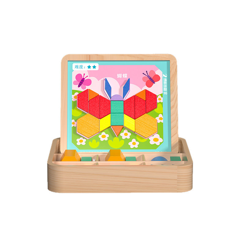 Childrens Geometric Tangram Puzzle Blocks Educational Magnetic Toy - Cindi Book