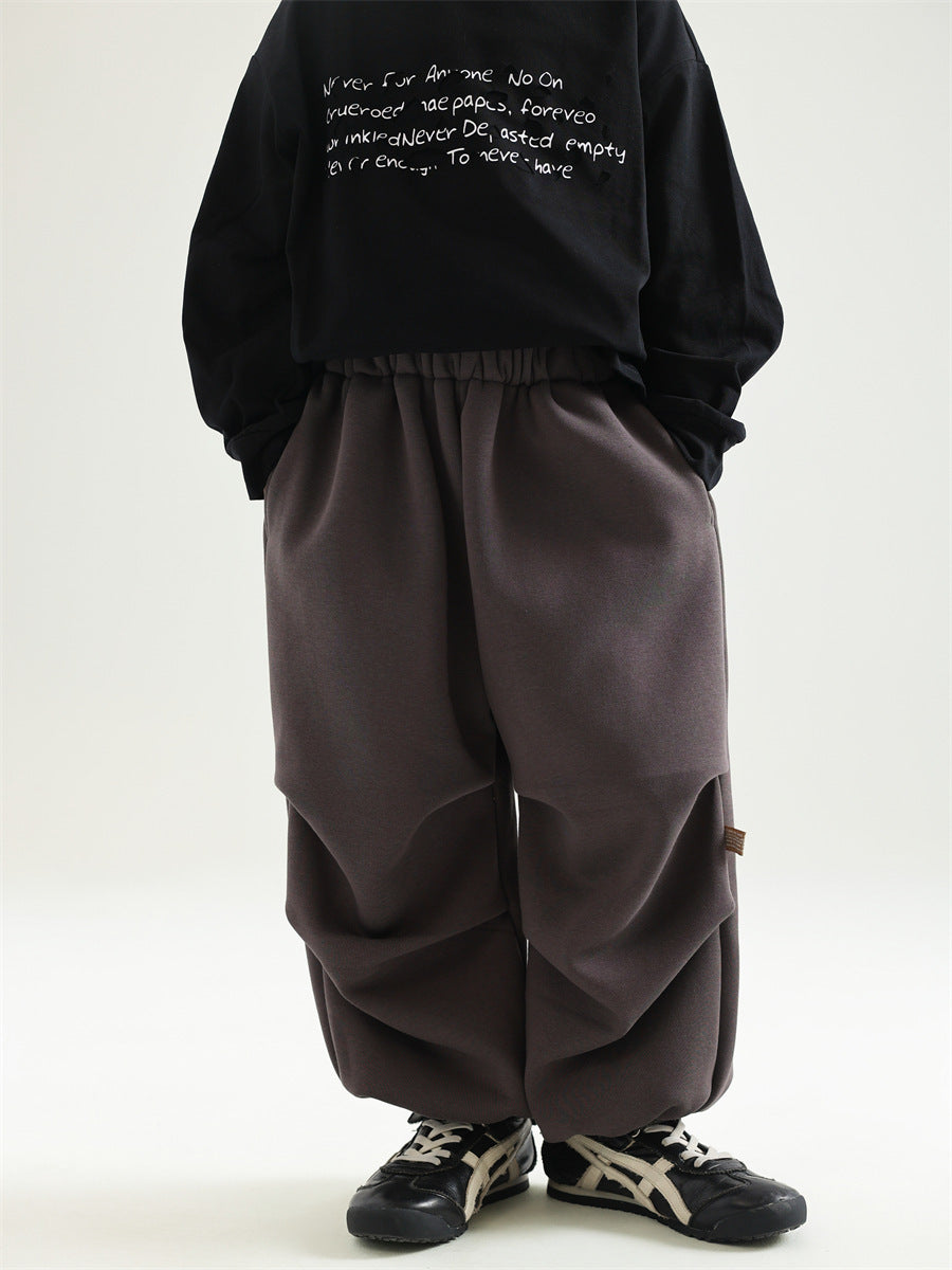 Autumn And Winter Children's Clothing Fleece-lined Casual All-match Loose Knitted Trousers - Cindi Book