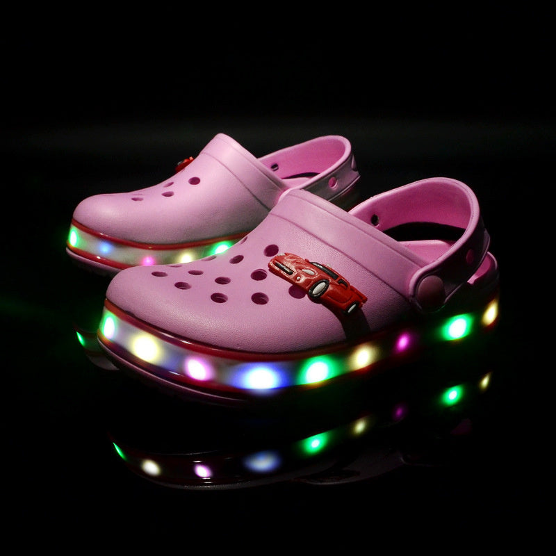 Shoes with LED Light Children's Hole Shoes Summer Children