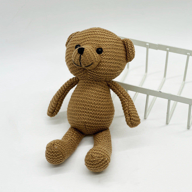 Yarn Bear Doll Wedding Celebration Doll Cute Plush Knitted Toy for Kids As A Gift
