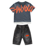 Big Boy's Short Sleeve Suit T-shirt Trendy - Cindi Book