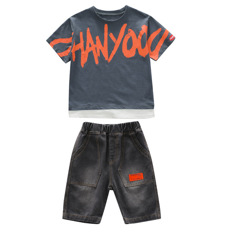 Big Boy's Short Sleeve Suit T-shirt Trendy - Cindi Book
