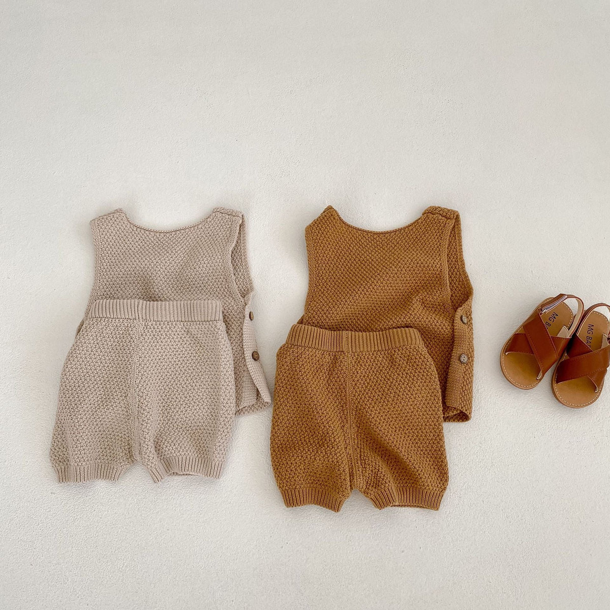 Vest Open Button Top Shorts Boys And Girls Baby 2 Pieces Suit - Cindi Book