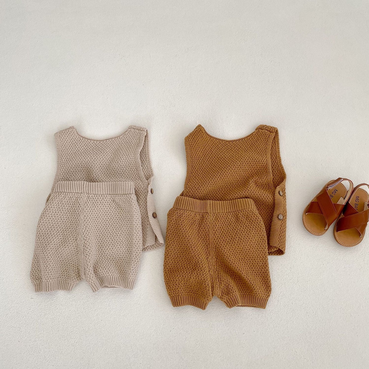Vest Open Button Top Shorts Boys And Girls Baby 2 Pieces Suit - Cindi Book