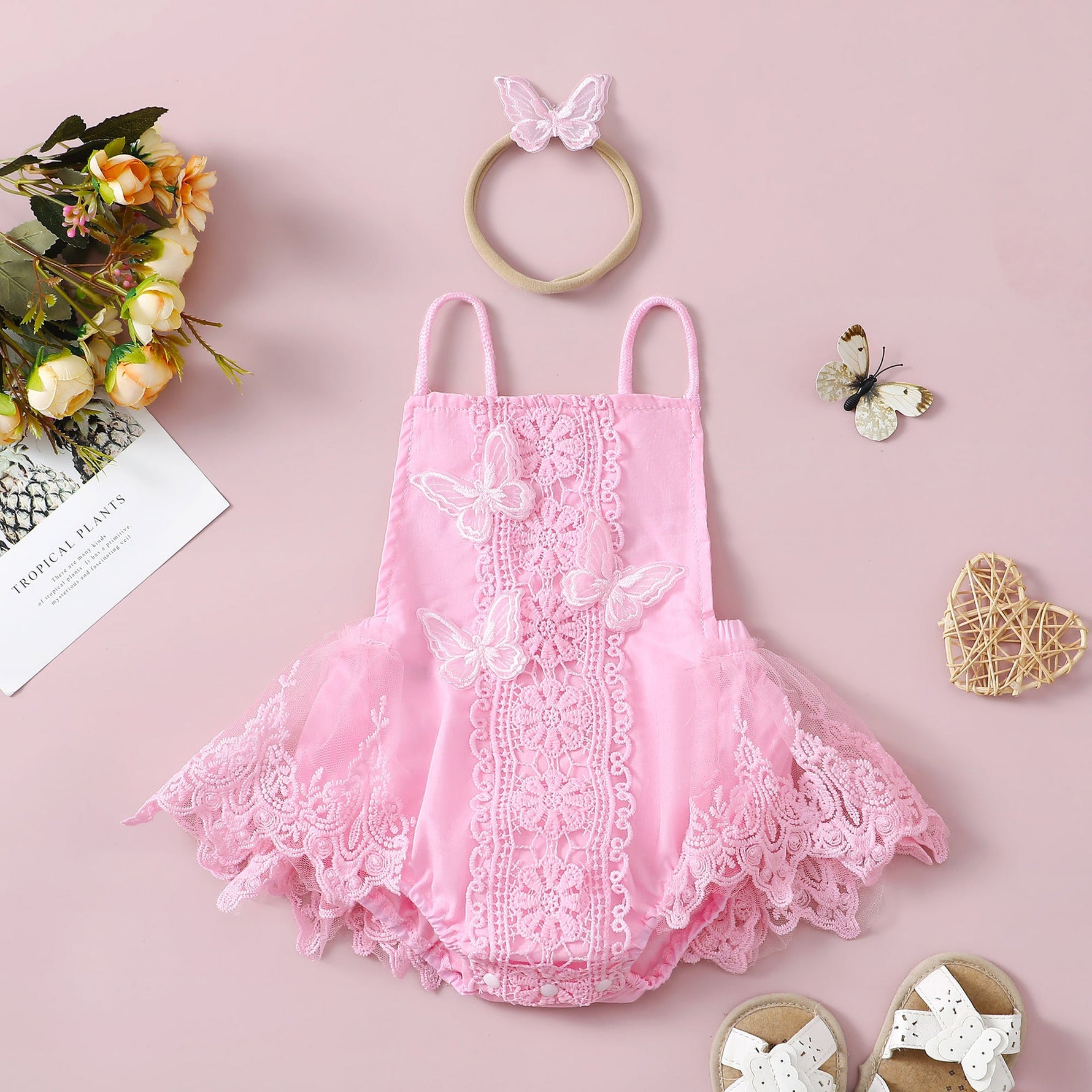 Girls' Butterfly Lace Yarn Princess Dress Headdress - Cindi Book