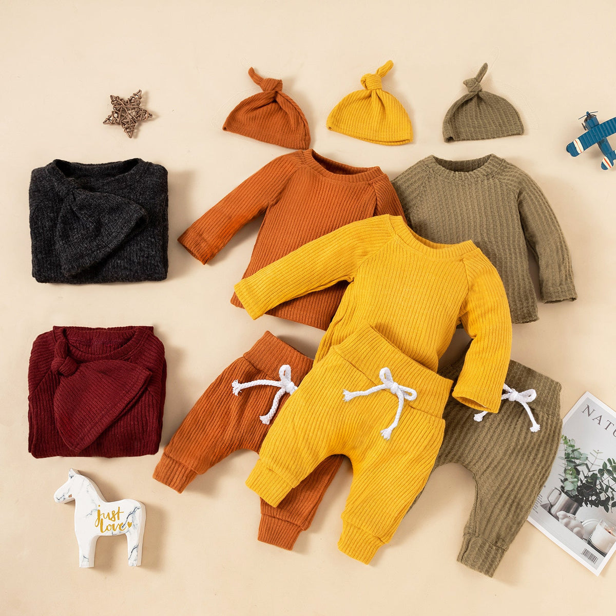 Knitted Baby Children's New Solid Color Knitted Hat Suit - Cindi Book