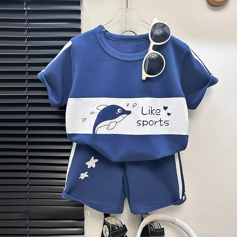 Children's Short Sleeve Striped Suit Girls Boys - Cindi Book