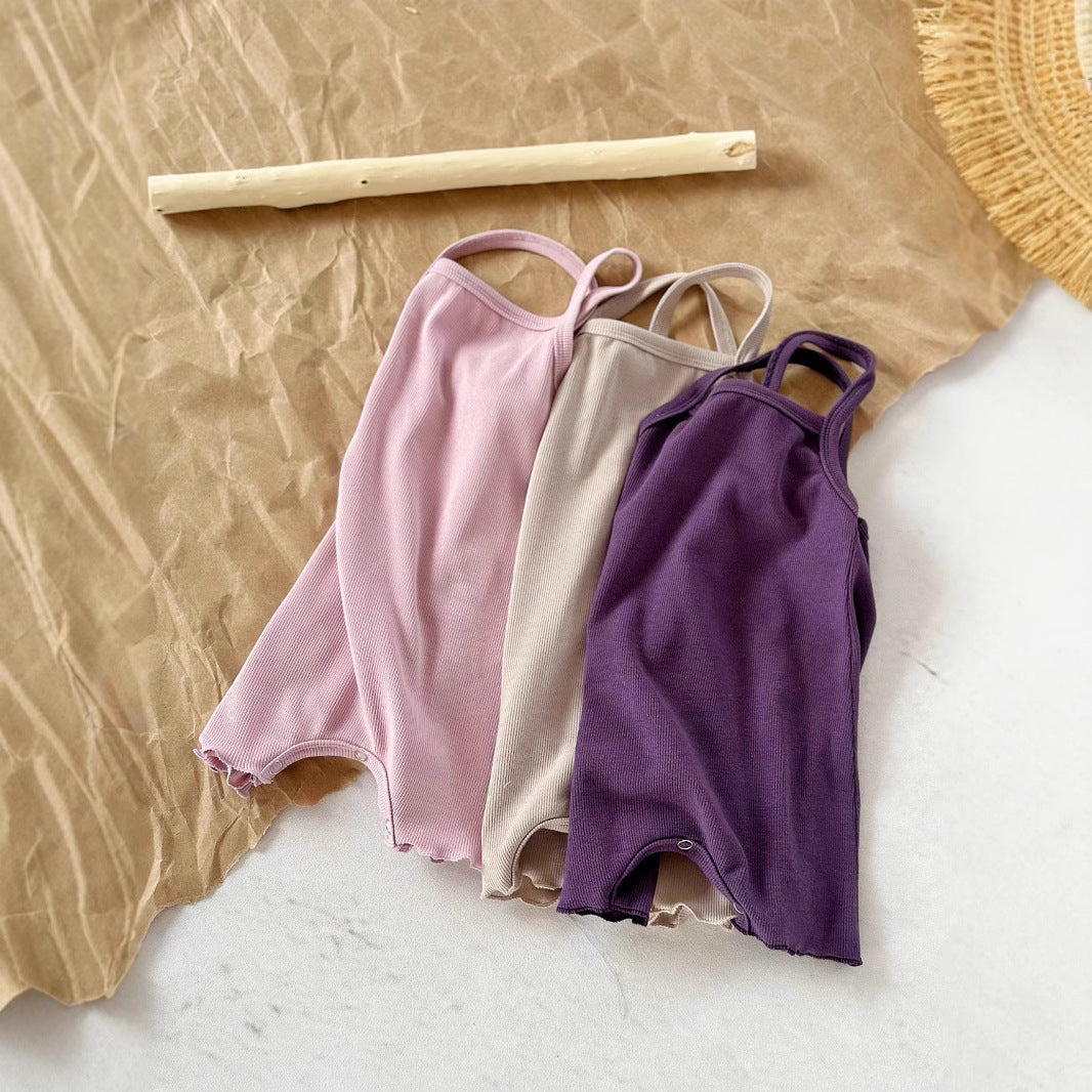 Baby Sunken Stripe Camisole One-piece Romper - Cindi Book