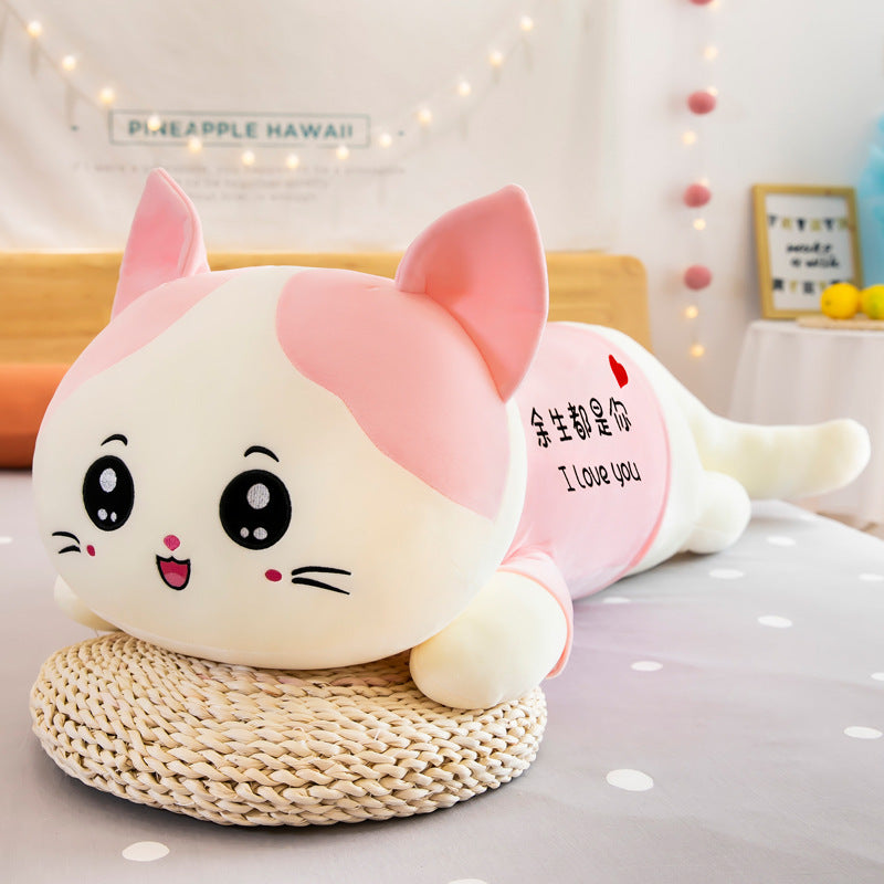 Cute Cat Plush Toy Sofa Cushion Long Throw Pillow - Cindi Book