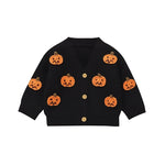 Baby Halloween Three-dimensional Pumpkin Pattern Knitted Long-sleeved V-neck Cardigan - Cindi Book