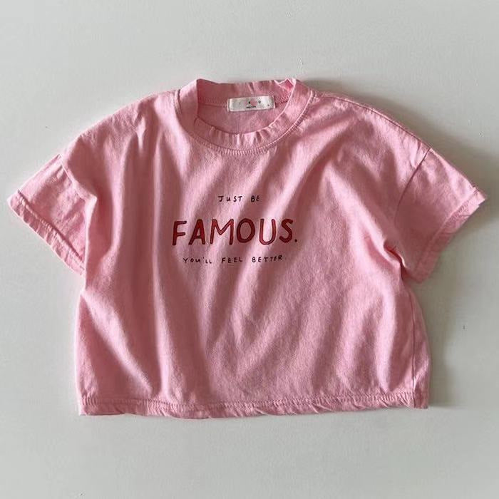 Letter Crew Neck Short Sleeve Simple - Cindi Book