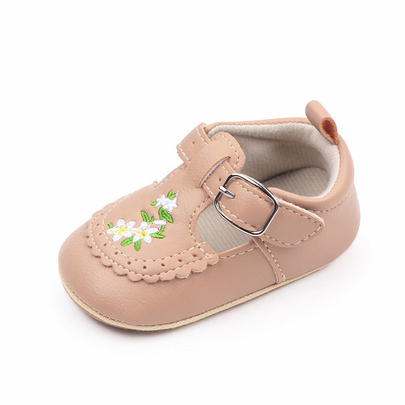 Baby Embroidered PU Leather Soft Bottom Non-slip Toddler Shoes - Cindi Book
