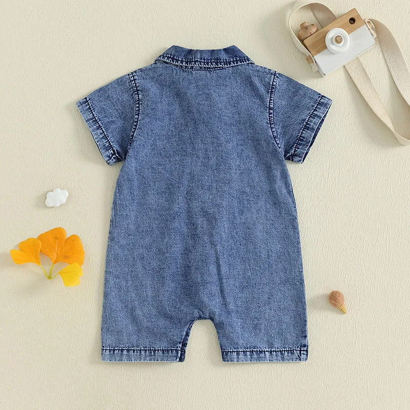 Boy's Western Style Solid Color Short Sleeve Rompers - Cindi Book