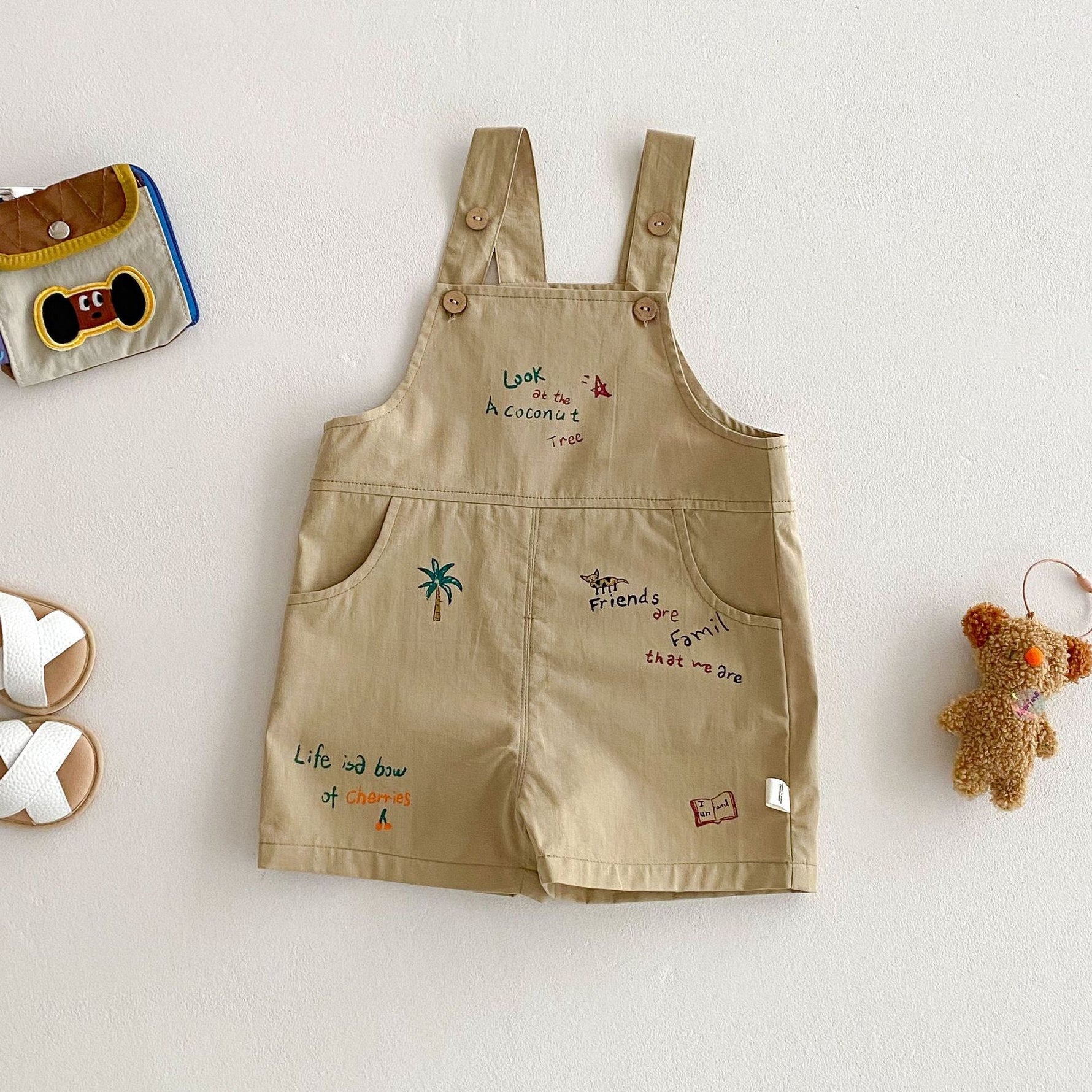 Simple Fashion T-shirt Fashion Baby Korean Style Cartoon Suspender Pants - Cindi Book