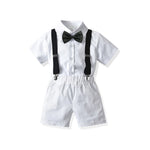 Boys' White Short-sleeved Shirt Suspender Shorts - Cindi Book