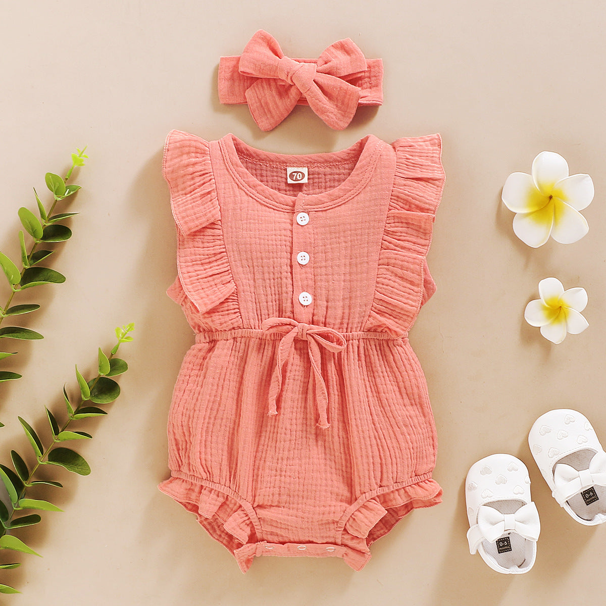 Baby Spring and Autumn Models New Sleeveless Solid Color Personality Baby Girl Romper