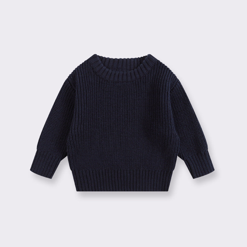 Simple Solid Color Girls' Round Neck Base Knitwear - Cindi Book
