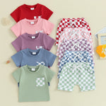 Baby's Casual Short-sleeved Plaid Shorts Suit - Cindi Book