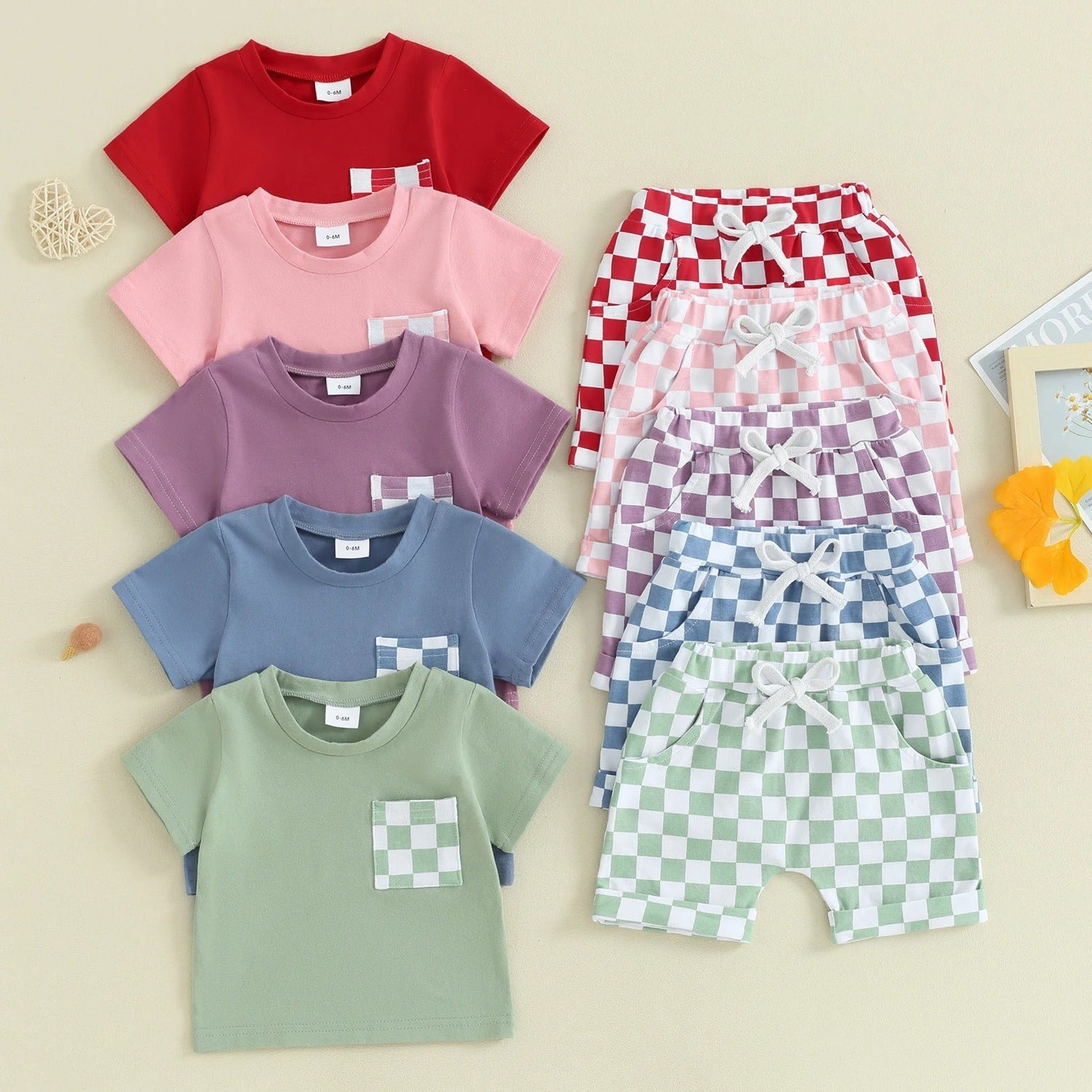 Baby's Casual Short-sleeved Plaid Shorts Suit - Cindi Book