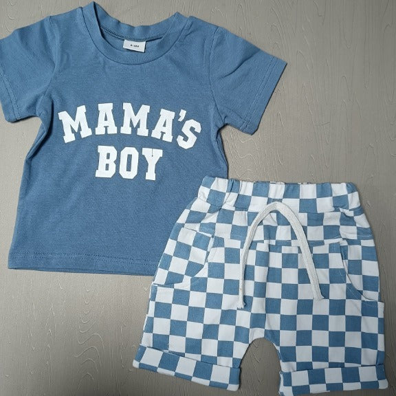 Round Neck Short Sleeve Plaid Shorts Two-piece Set - Cindi Book
