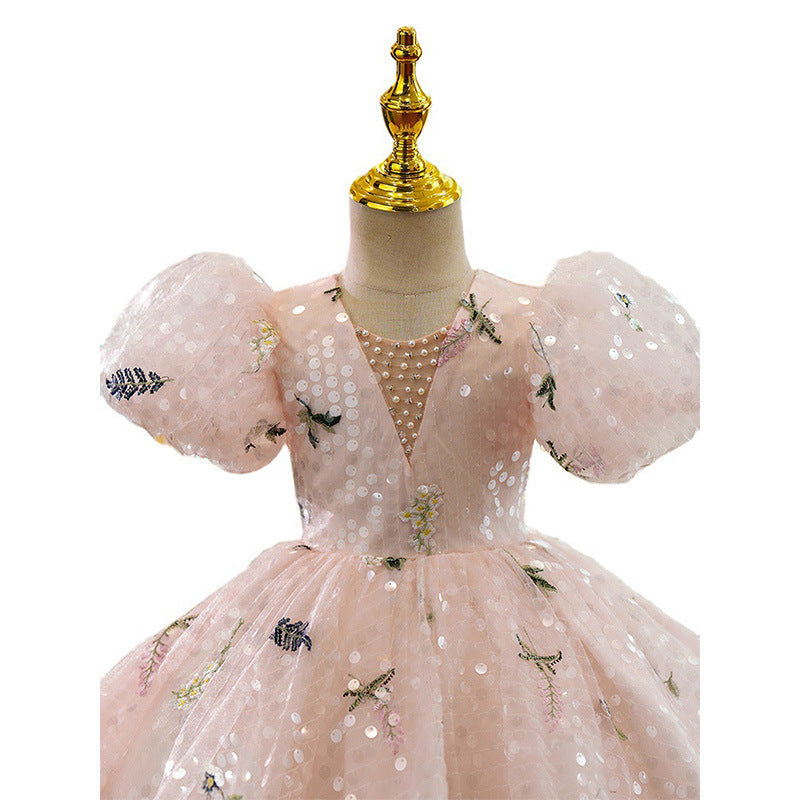 New Floral Princess Dress For Flower Girls Hostpresenter And Piano Performance Outfit - Cindi Book